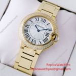 Replica Cartier Ballon Bleu Watch All Gold Diamond Bezel Mens Watch